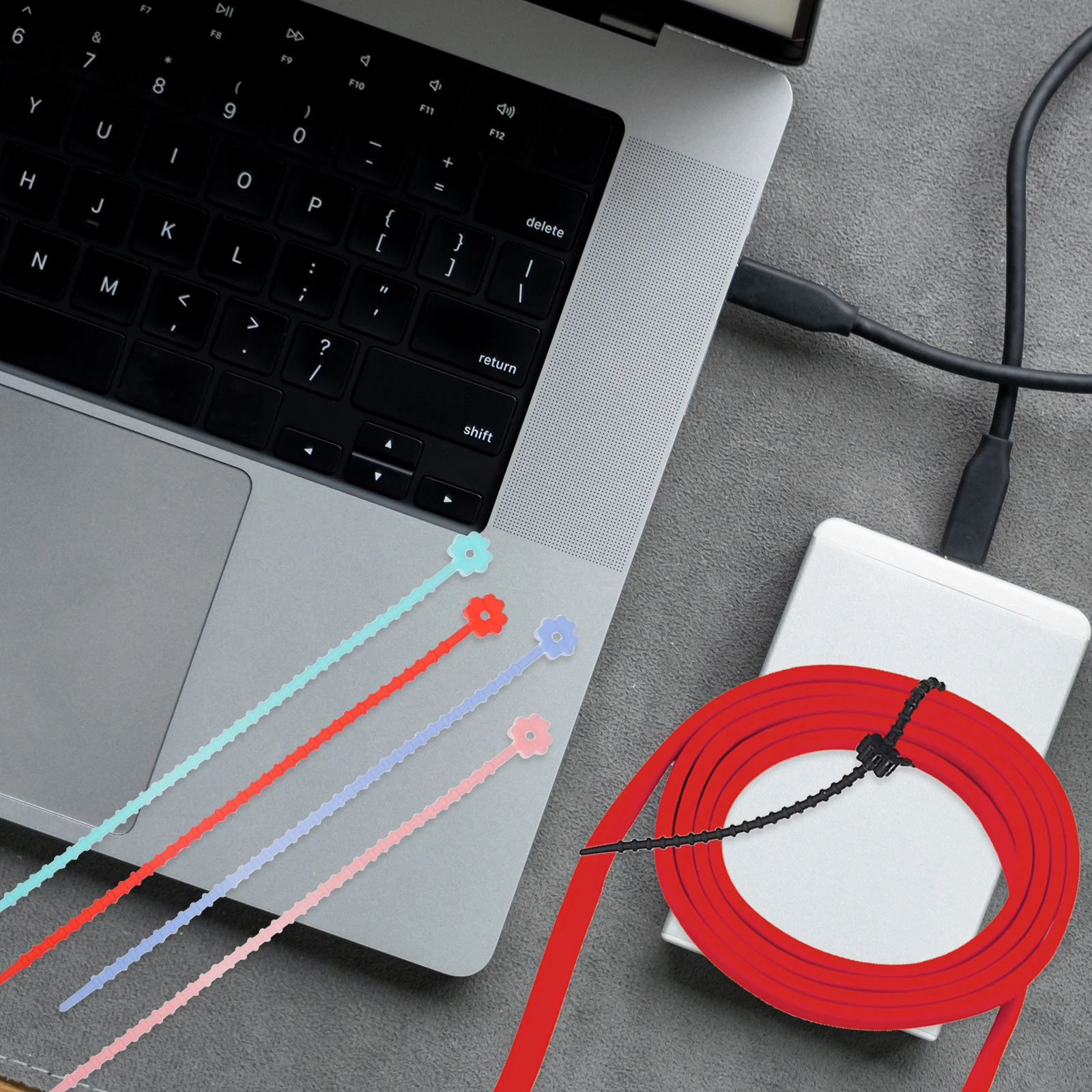 

24 Pcs Cable Tie Silicone Ties Cord Organizer Straps Small Wire Holder for Cables Lanyard