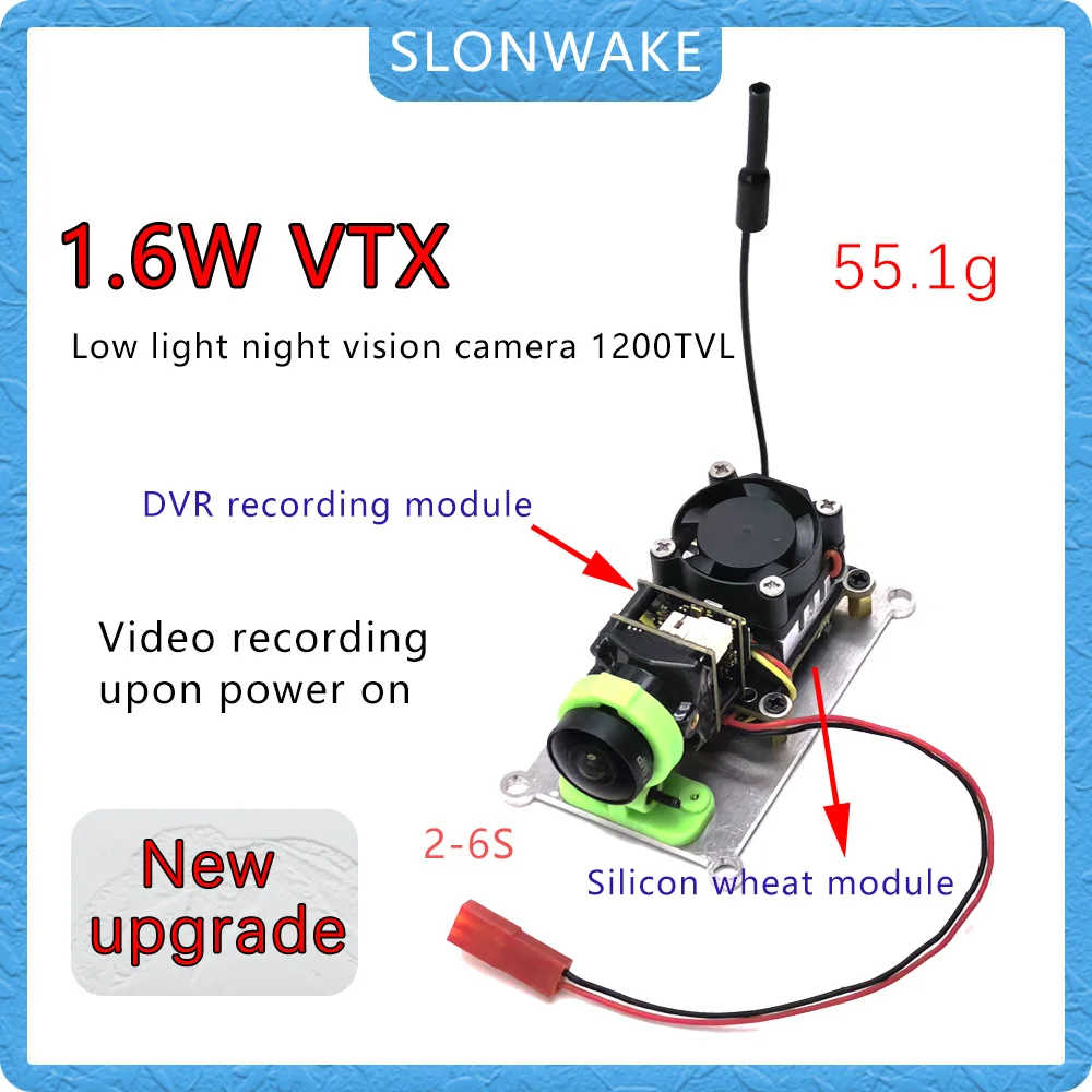 

SLONWAKE FPV 5.8G 48CH 1600mW adjustable VTX Transmitter Camera 1200TVL cemera 55.1gFPV Camera Freestyle Drone Quadcopter Model