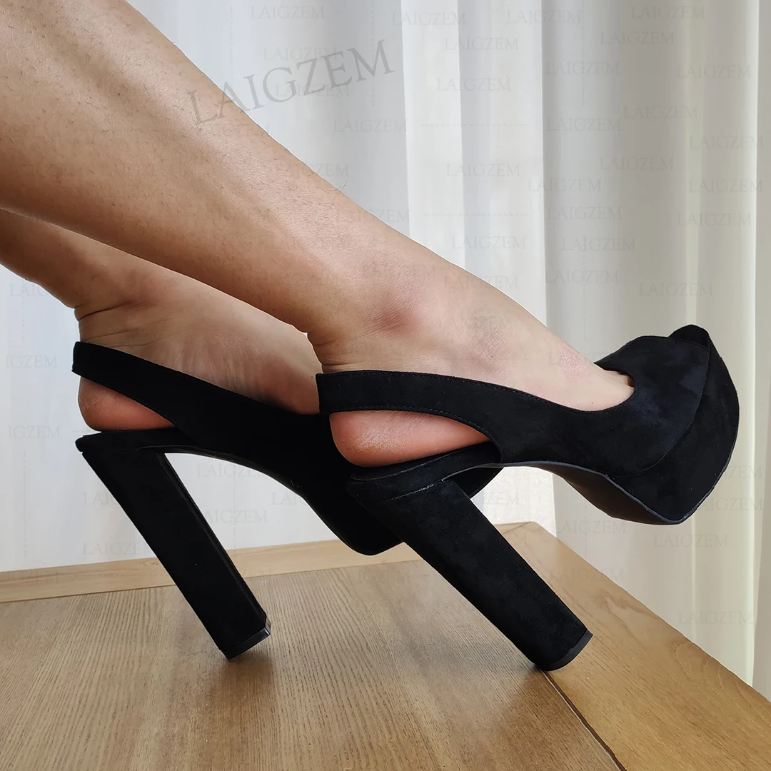 

Женские туфли-лодочки ZHIMA из искусственной замши на массивном толстом каблуке, сандалии с ремешком на пятке, ручной работы, унисекс, женская обувь больших размеров 38, 41, 44, 52