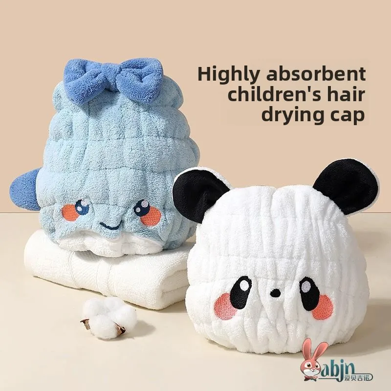 

Super Absorbent Quick Dry Hair Cap for Women Student Hair Towel Cap Cartoon Design Bath Cap for Children Hair Drying Cap