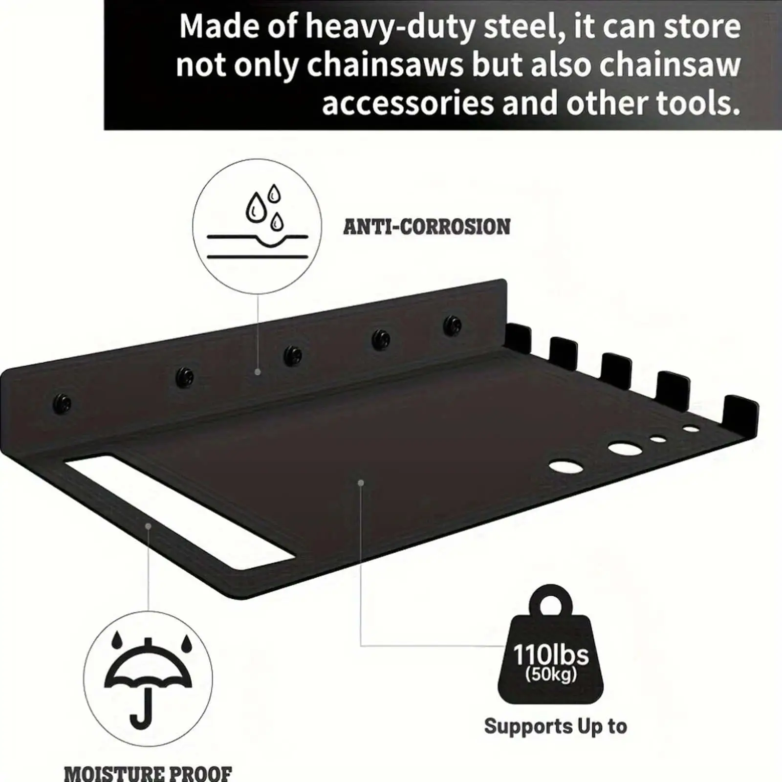 

Chainsaw Holder Wall Mount Heavy Duty Rack for Farms Tool Rooms Workshop