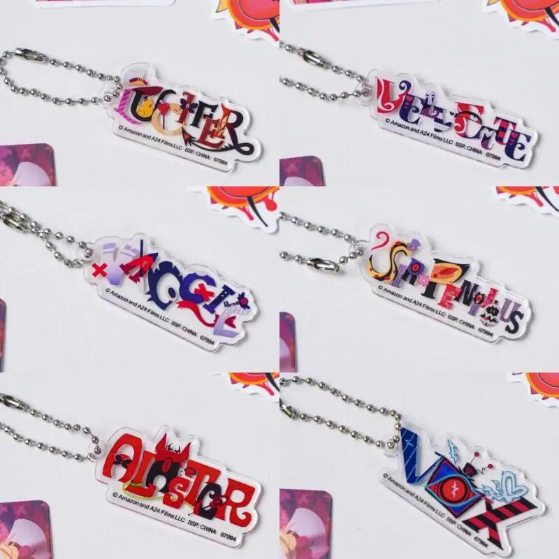 

Acrylic Keychain for Hazbin Hotel Alastor Lucifer Vox Velvette Vaggie Sir Pentious Peripheral Acrylic Charm Backpack Pendant