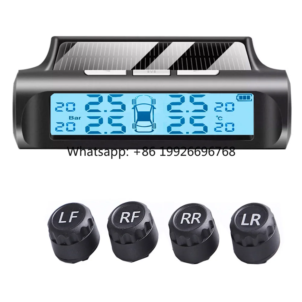 Solar Power Tyre Digital LCD Display Auto Security TPMS Internal Sensor Tire Pressure Monitoring System for Cars