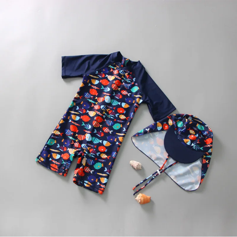 

Korean Children's One-Piece Swimsuit for Girls Boys Cute Baby Quick-Dry Infant Swimwear Sun Protection1-3Year-old Swimwear