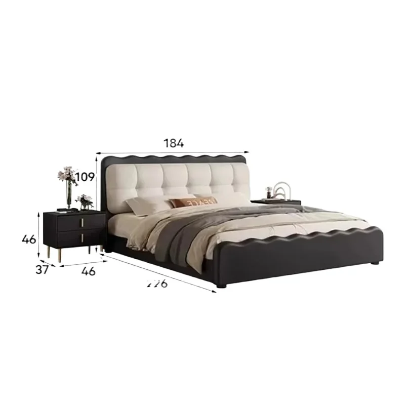 Minimalist Design Bed French Style Luxury Modern Double Bed Mortise Tenon Structure Letto Matrimoniale Bedroom Furniture