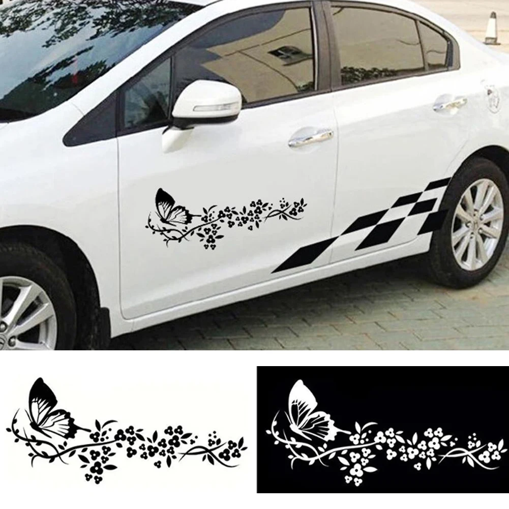 

Flying Butterfly Flower Car Stickers Reflective Decal Waterproof Car Window Door Decoration Car Styling Vinyl Decal Accessories