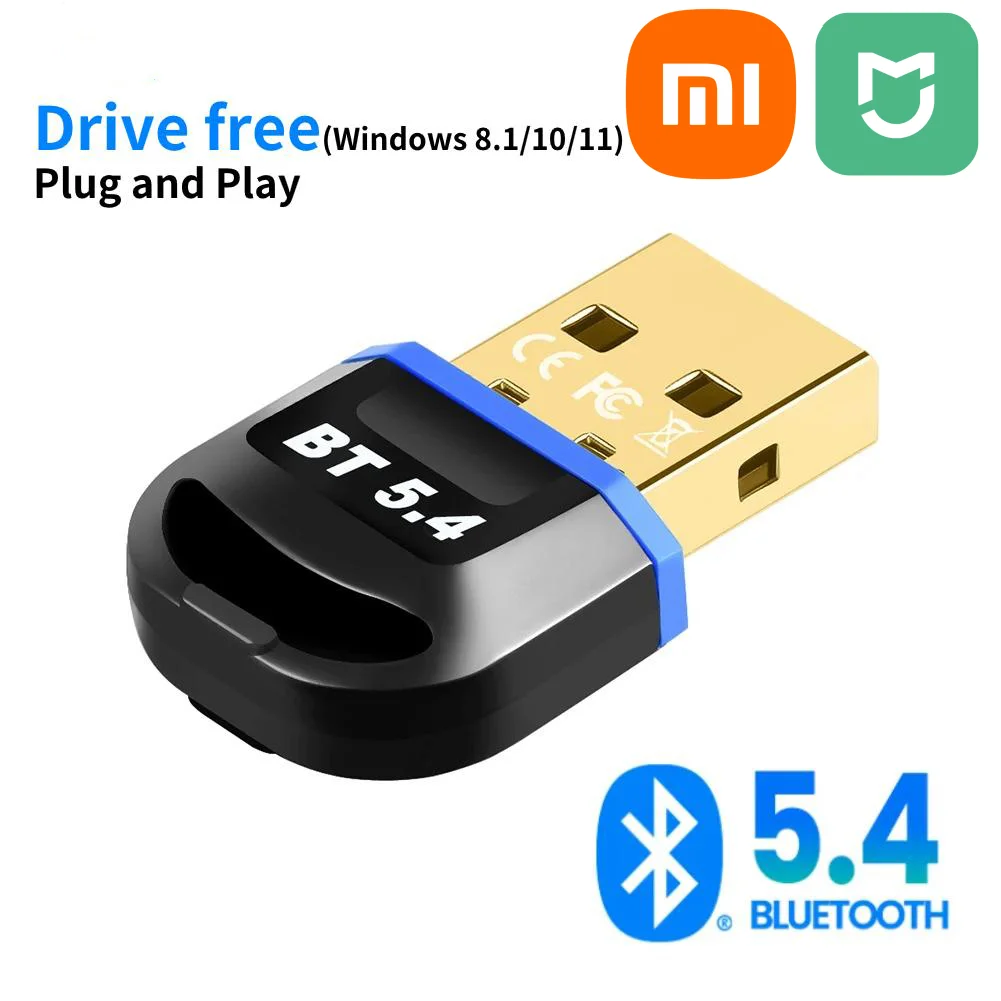 Xiaomi USB Bluetooth 5.4 5.3 Dongle Adapter for PC Speaker Wireless Mouse Keyboard Music Audio Receiver Transmitter Drive free