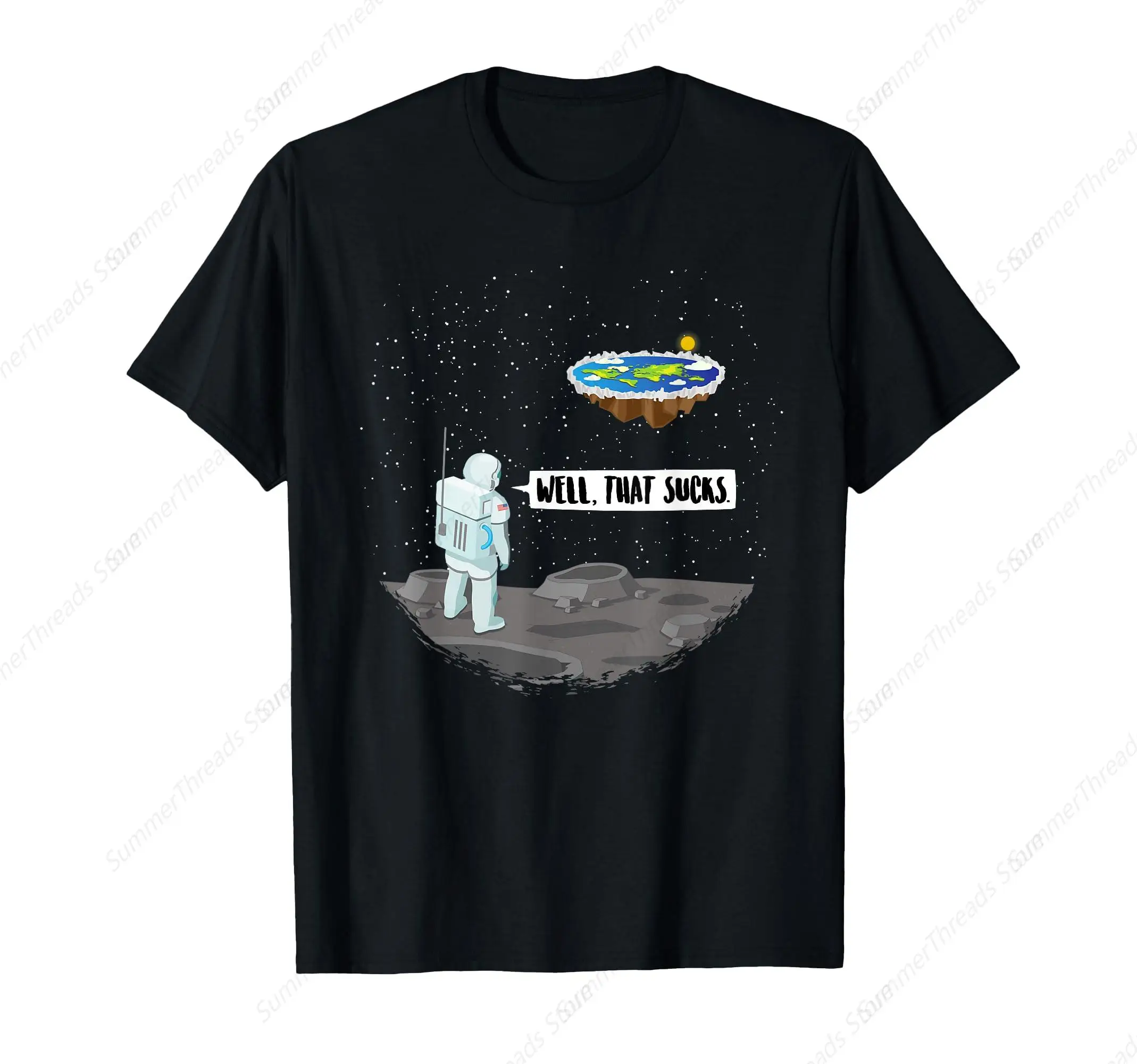 Funny Flat Earth Astronaut - Ice Wall - Firmament T-Shirt