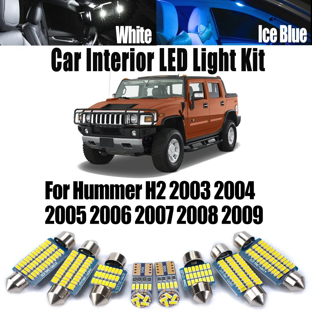 Vehicle Bulbs LED Interior Door Map Dome Trunk Light Kit Canbus For Hummer H2 2003 2004 2005 2006 2007 2008 2009 Car Accessories