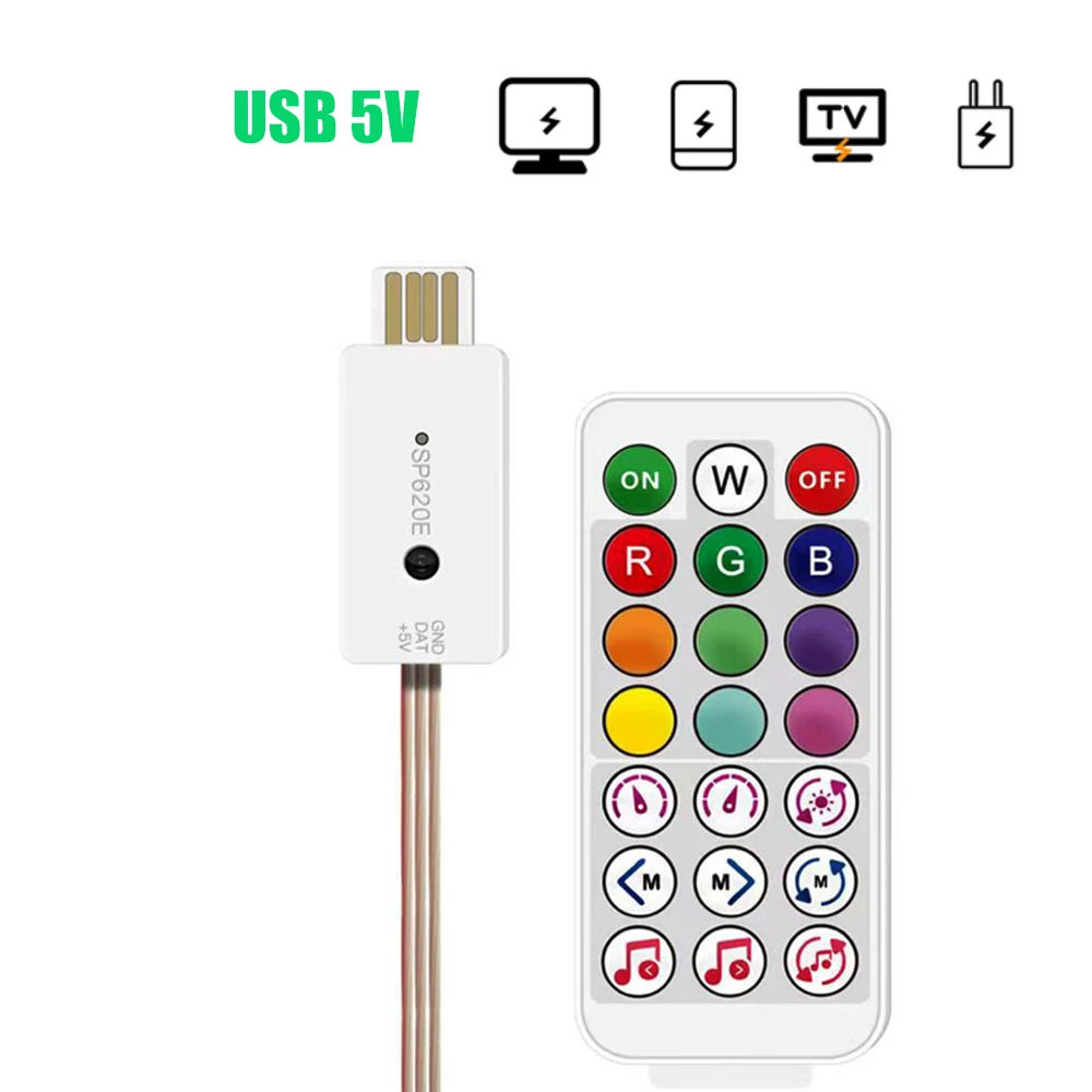 controlador usb para dream color led strip ws2812 ws2811 rgb ic dc 5v 600 pixel music sync app jst compativel com bluetooth 01