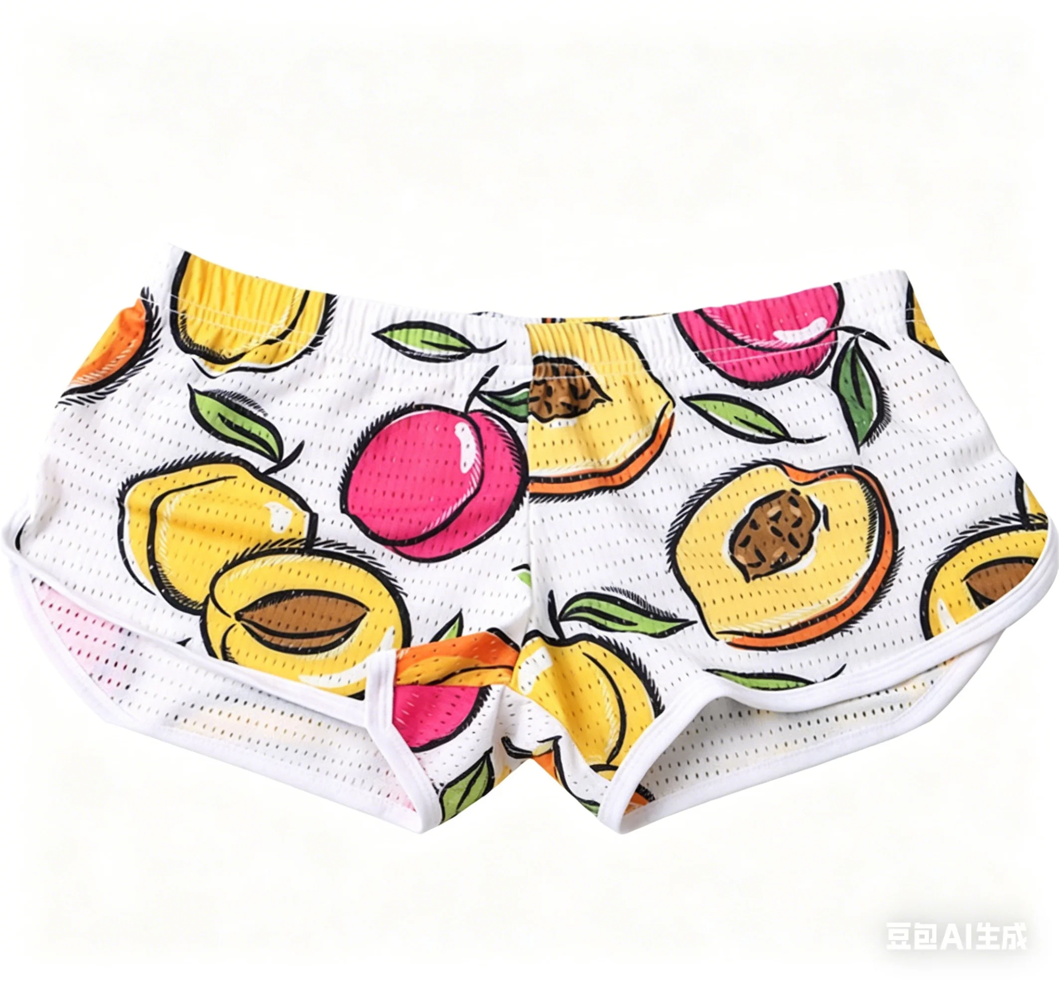 Men's Aro Pants Summer Mesh Hole Fruit Print Boxer Shorts Breathable Casual Home Wear Loose Underwear Youth Trendy Daily Trunks