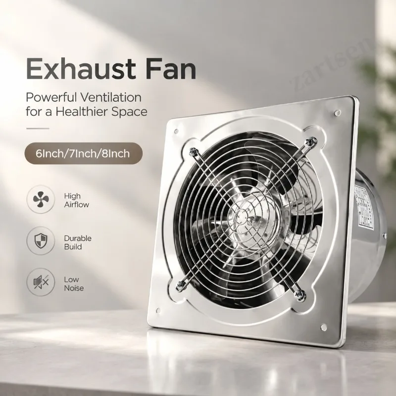 6/8 Inch High Speed Exhaust Fan Household Air Ventilator Kitchen Bathroom Ceiling Silent Extractor Fan Corrosion Resistance
