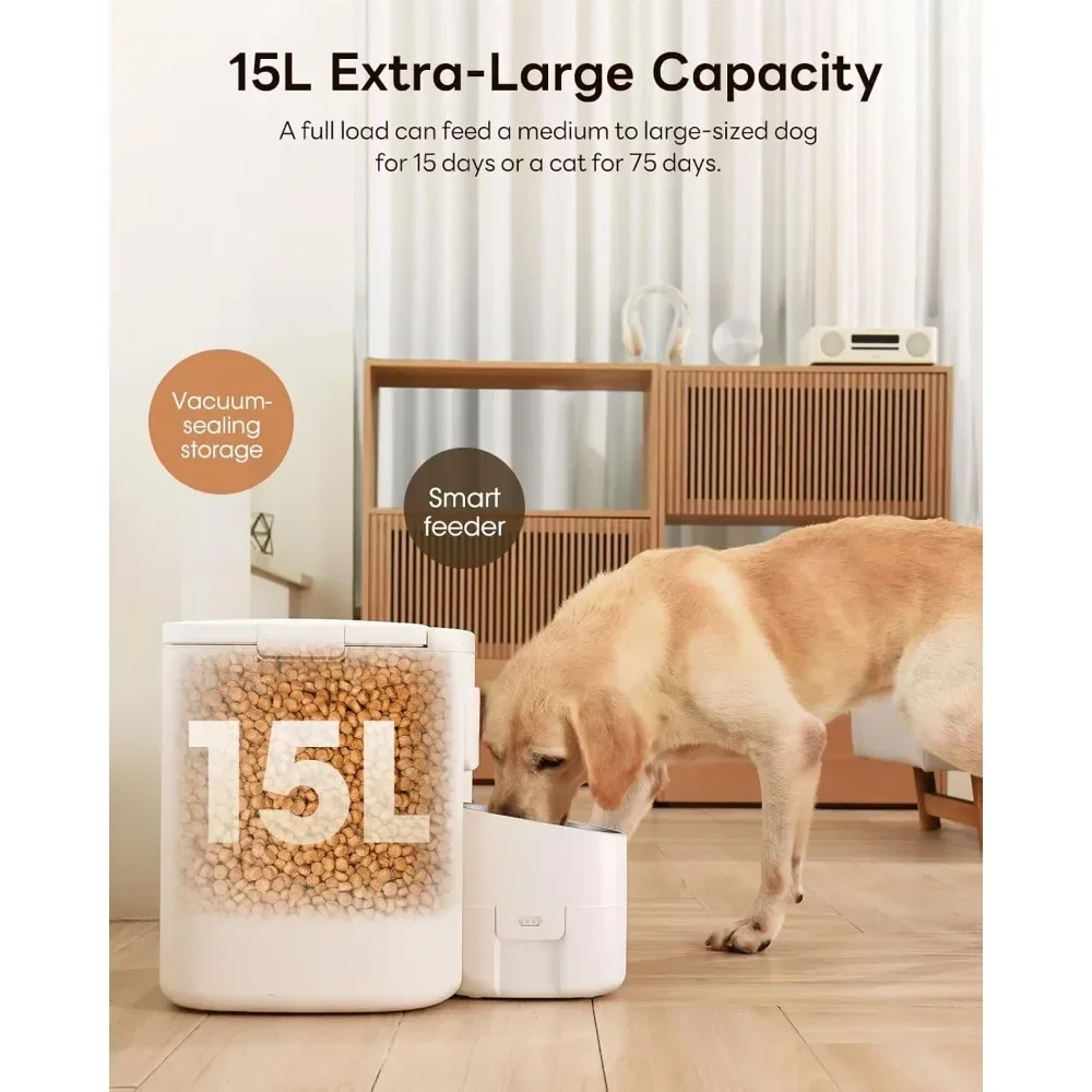 

Automatic Dog Feeder , Vacuum-Sealed Storage , Airtight 100% Freshness, Anti-blockage, Pet Food, Timed Auto Dog Food