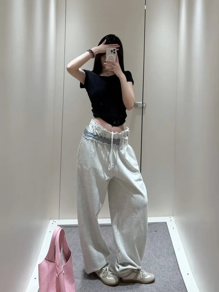 

Magliano 24FW ex High Waist Elastic Dstring Design Sports Pants Irregular Structure Casual Loose Fit Long Trousers