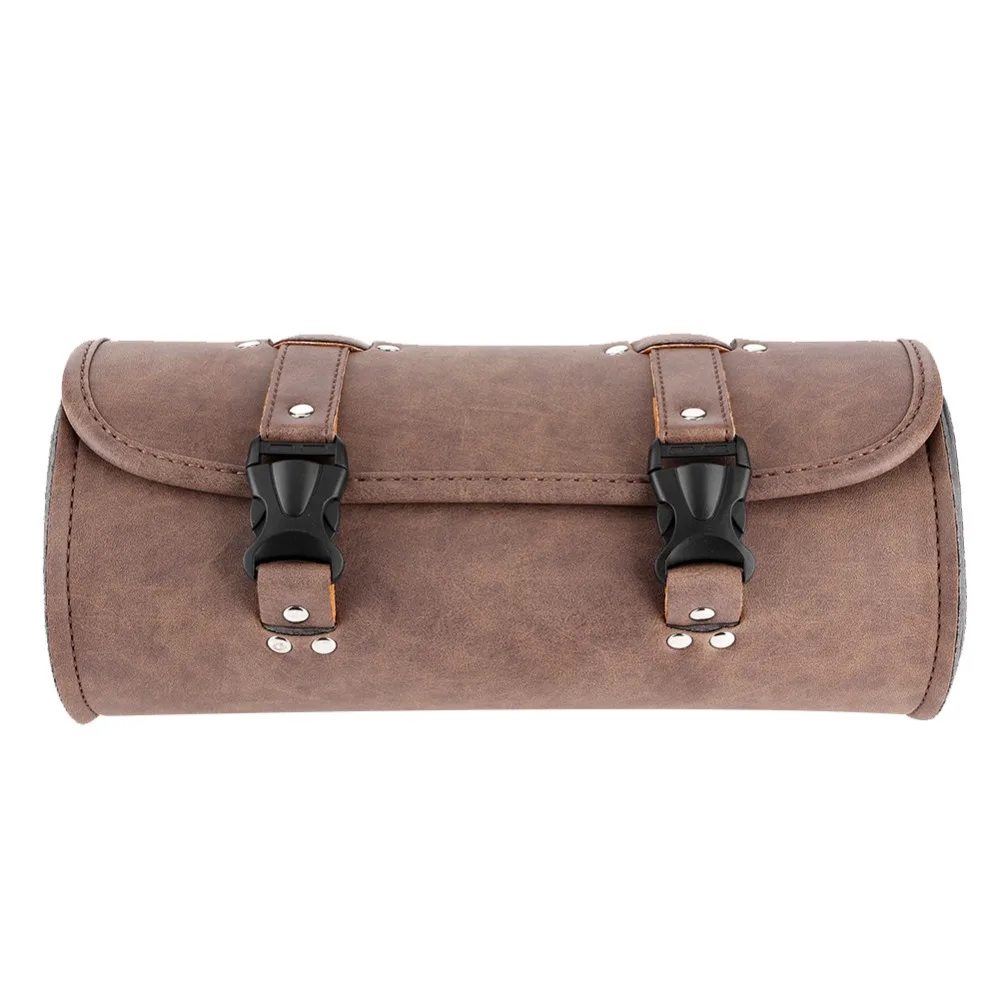 

Brown PU Leather Side Saddle Bags Tool Storage Pouch Retro Style Universal