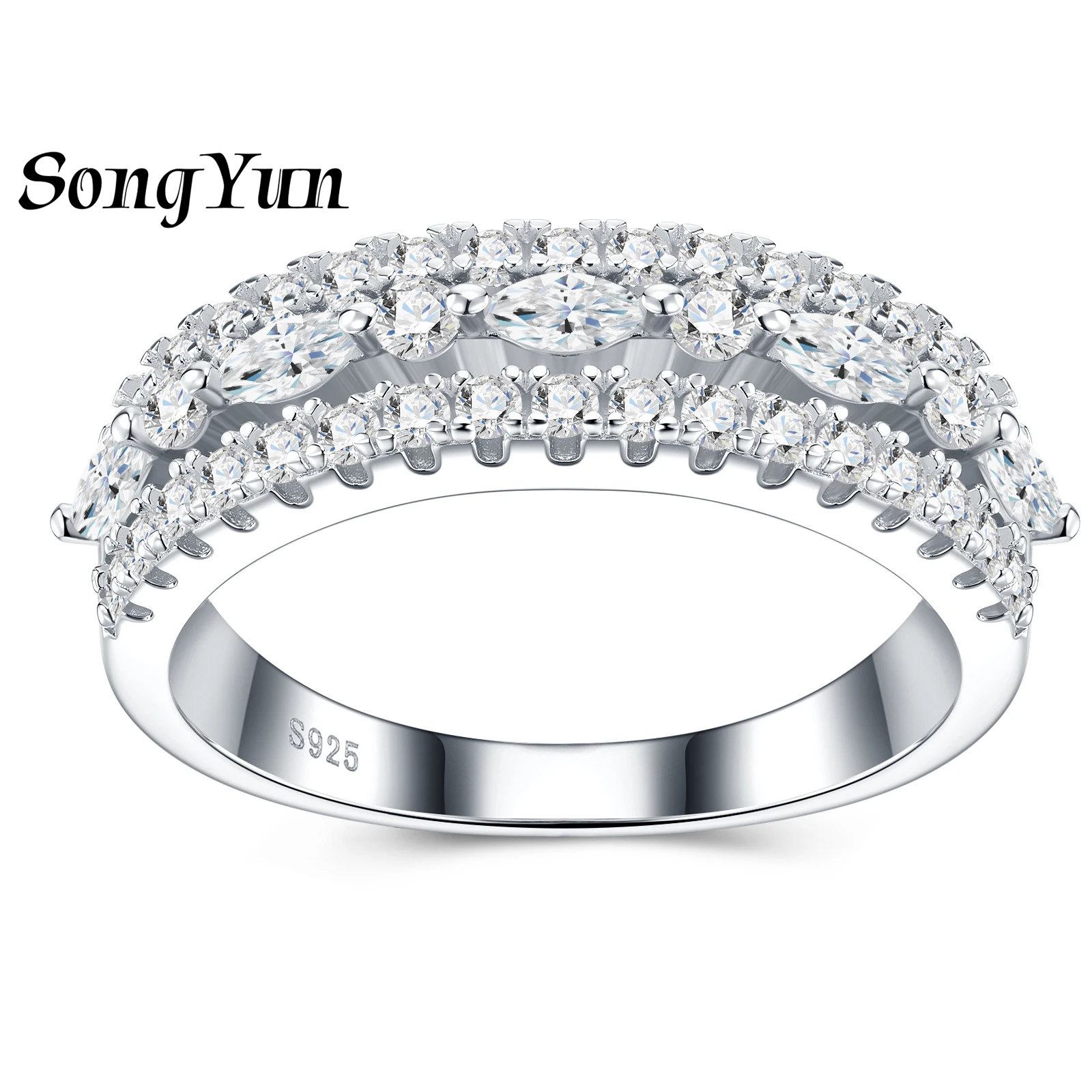 SongYun Designer Jewelry 925 Sterling Silver Ring Band D Color VVS Level Moissanite Diamond Rings Fine Jewelry