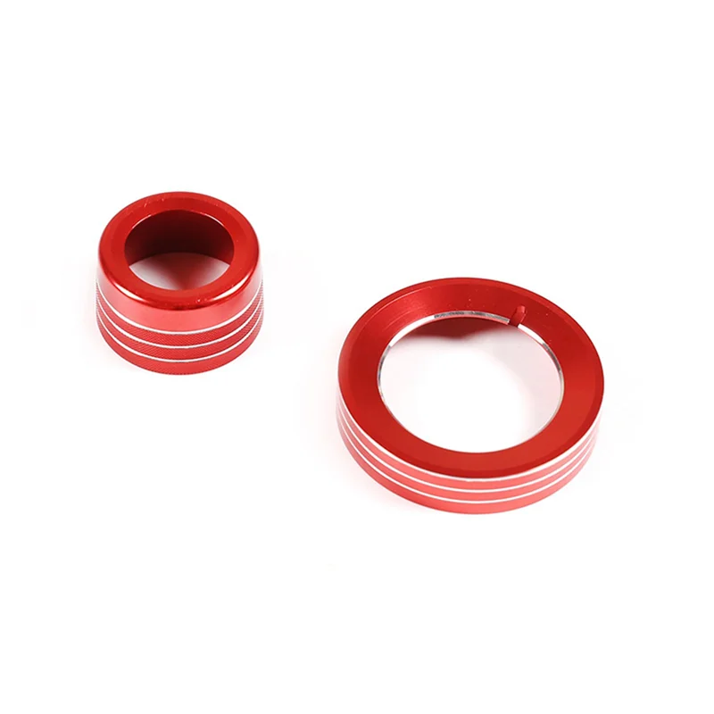 For Ford Ranger 2015-2021 Headlight Switch/4WD Knob Ring Cover Trim Decoration Parts Accessories Aluminum Alloy (Red)