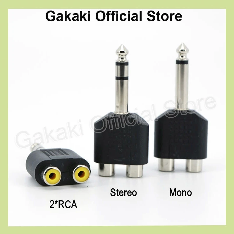 6.35mm 6.5 Audio Mono Stereo 1/4 Inch Male To 2 way RCA female 2RCA Y Splitter Speaker connector 6.35 Jack for Mixer Amplifier h