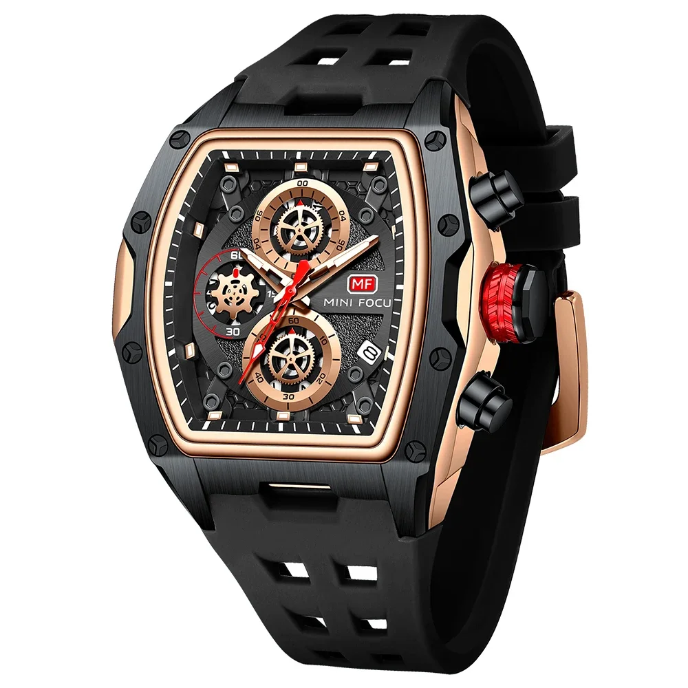 Luxury Mens Racing Sports Watch Barrel Skeleton Dial Waterproof Luminous Wristwatch Outdoor Business Watch for Man