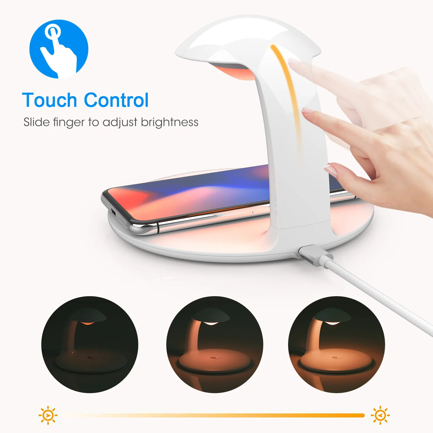 FooHee 3 in 1 Wireless Quick Charger Smart LED Light Indicator Touch Control Universal Compatibility AL-89