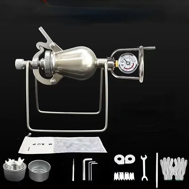 100ml Manual Stainless Steel Popcorn Maker Hand Operated Open Firing Puffing Machine Mini Popper for Movie Night Snacks