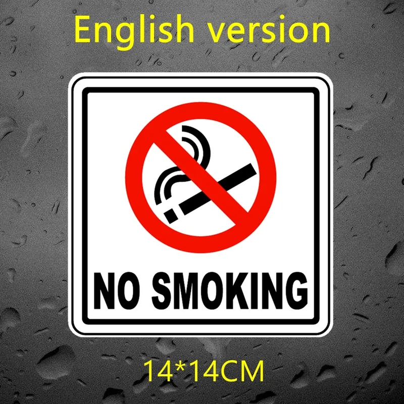 Warning Sign 14x14cm No Smoking Multilingual Car Sticker Office Area Hospital Public Area Decal High Quality Vinyl  Waterproof