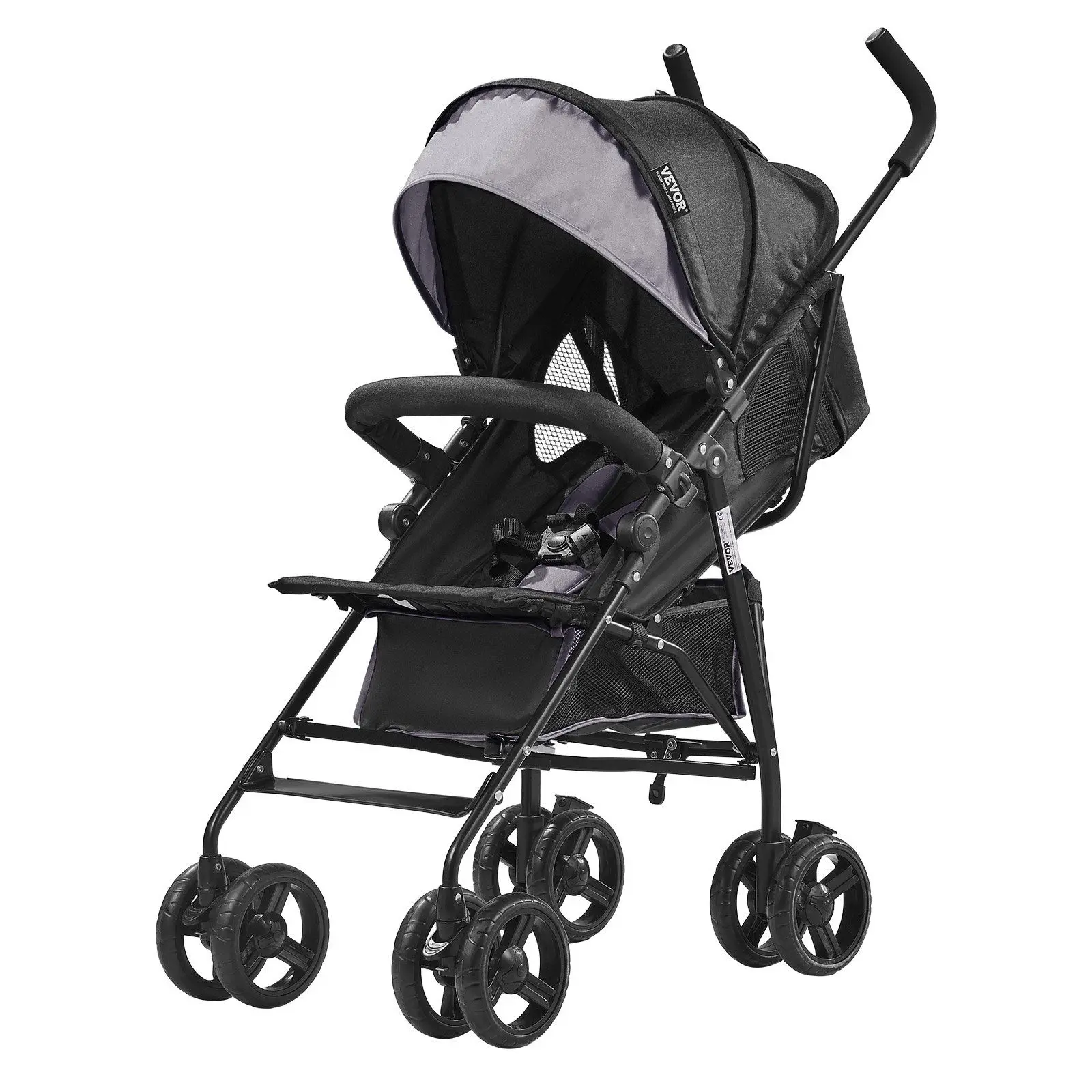 NIEUW Lichtgewicht kinderwagen Compact, gemakkelijk op te vouwen, verstelbare rugleuning, lichtgrijs/zwart