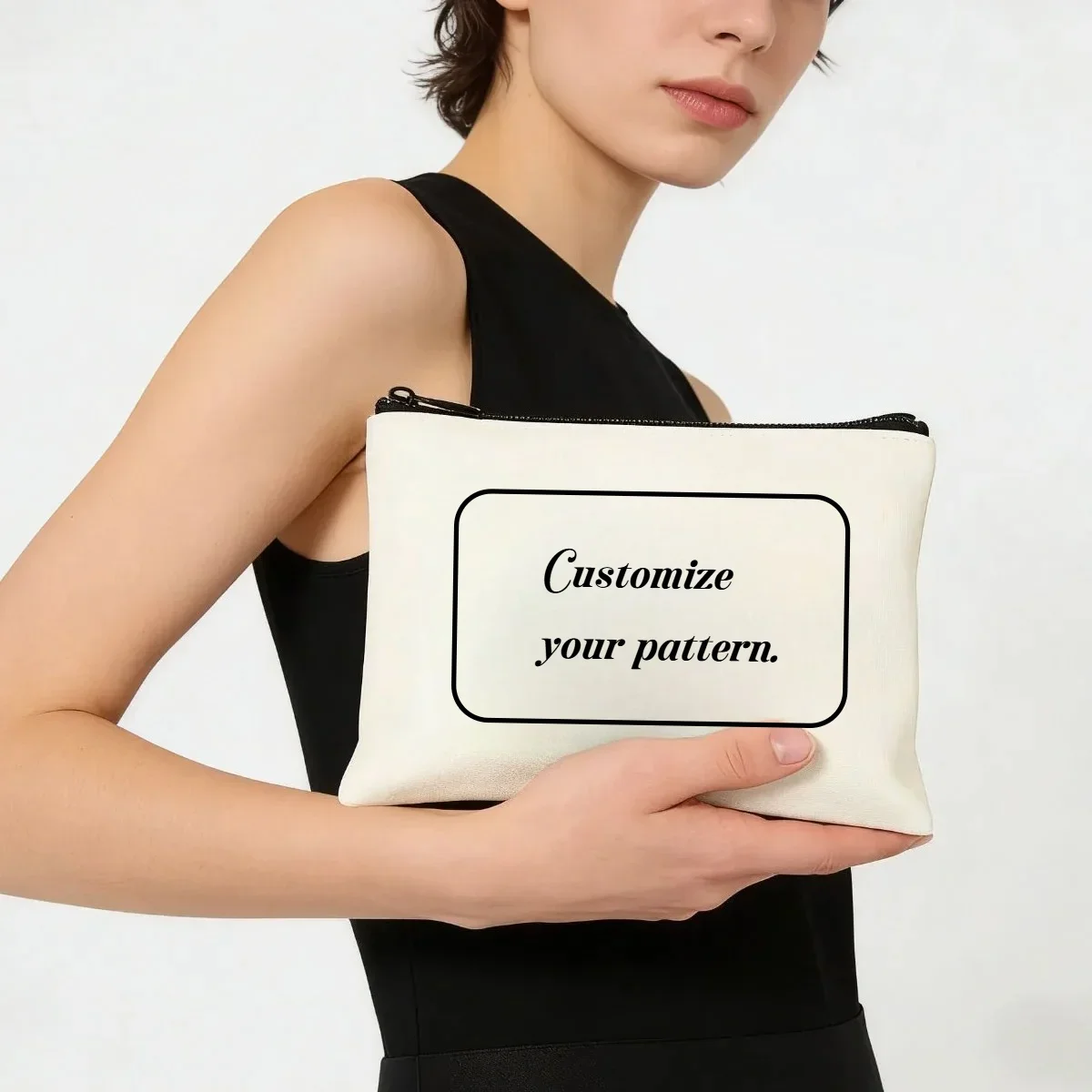 1PC Customizable Photo Canvas Makeup Bag Personalized Pouch for Women and Girls Unique Custom Gift Makeup Pouch Purse