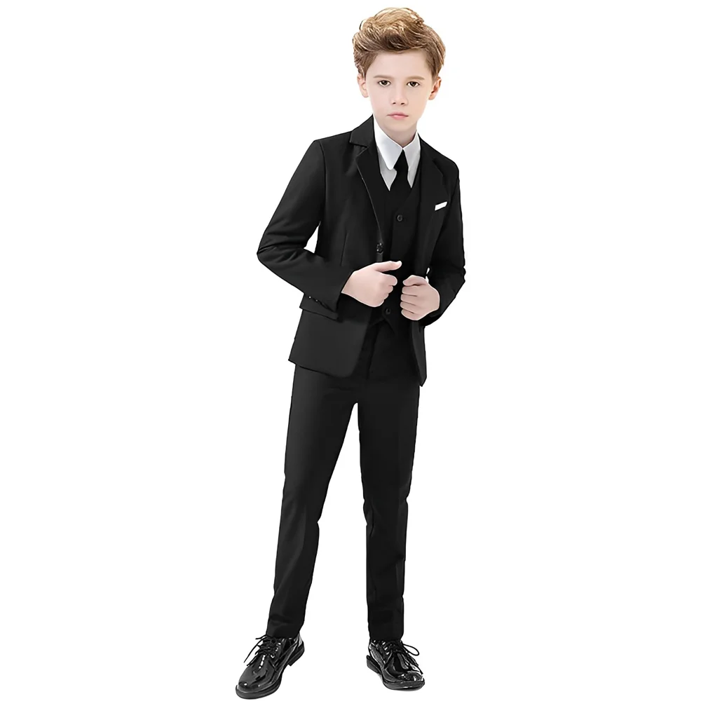 

Kids Fashion Costume Jackets Pants Vests Bow Ties Wedding Tuxedo Shawl Necklaces Casual Blazer Four Pack