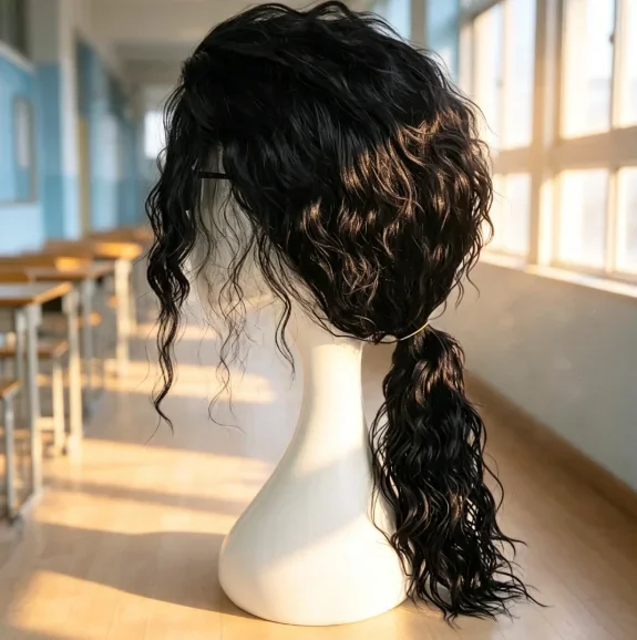 Perruque noire mi-longue bouclée pour cosplay Michael Jackson, perruque de jeu de rôle Michael, perruques de cosplay d'Halloween