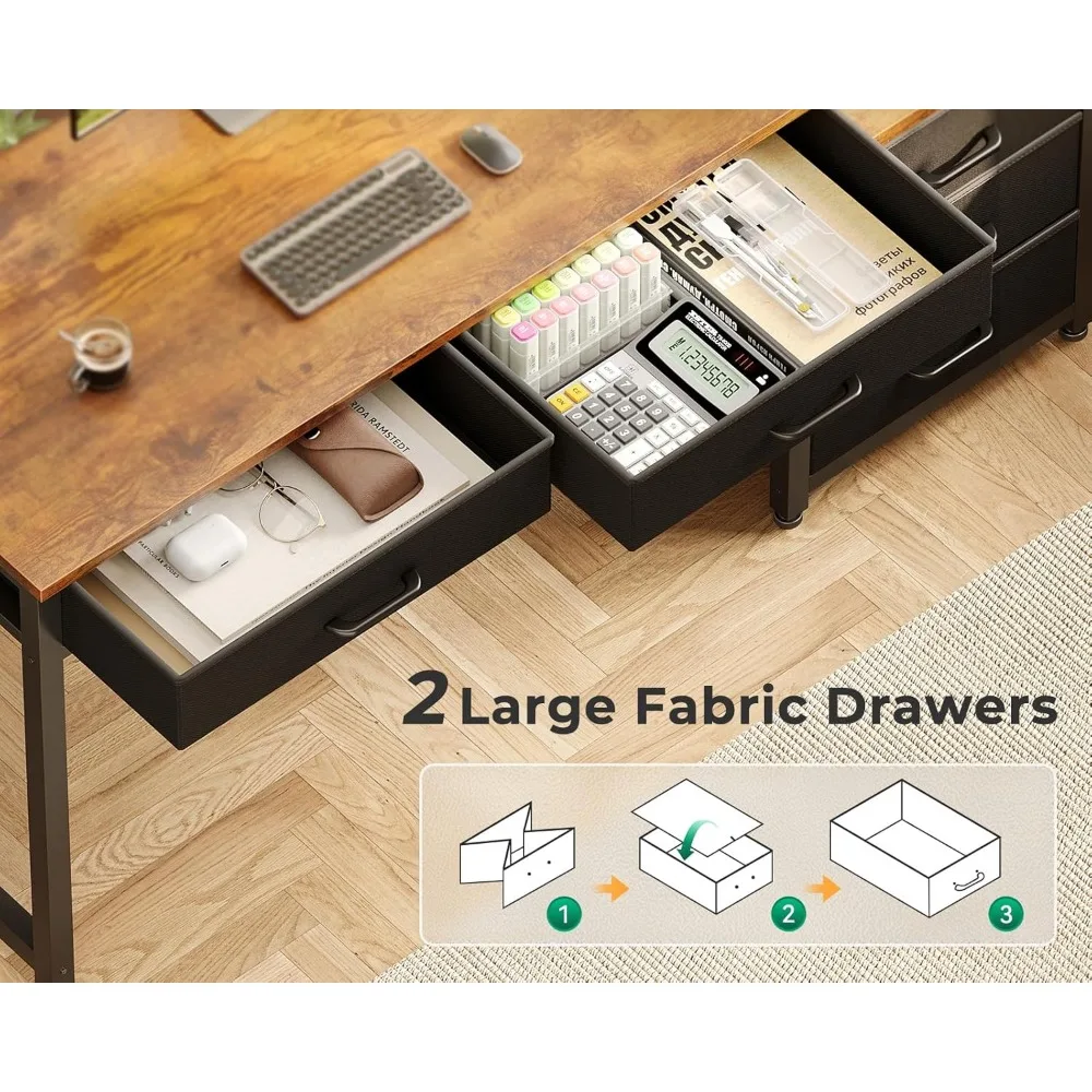 مكتب كمبيوتر مع 5 أدراج، مكتب مكتب مقاس 53 بوصة مع رف طابعة، مكتب عمل قابل للعكس للمكتب المنزلي، مكتب طاولة الكتابة #4