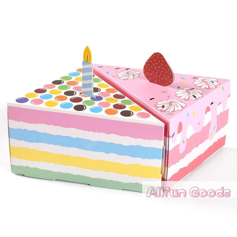 [TG835]8Pcs Triangular Paper Gift Boxes Cake Shaped, Candy Cookie Favors Packaging for Kids Birthday Baby Shower Party Dessert