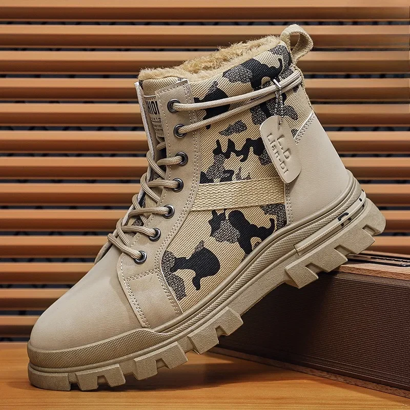 

Men's Boots 2025 New Winter Plush Warm Snow Boots Non-slip Wear Resistant Ankle Boots Waterproof Cold Resistant Cotton Shoes