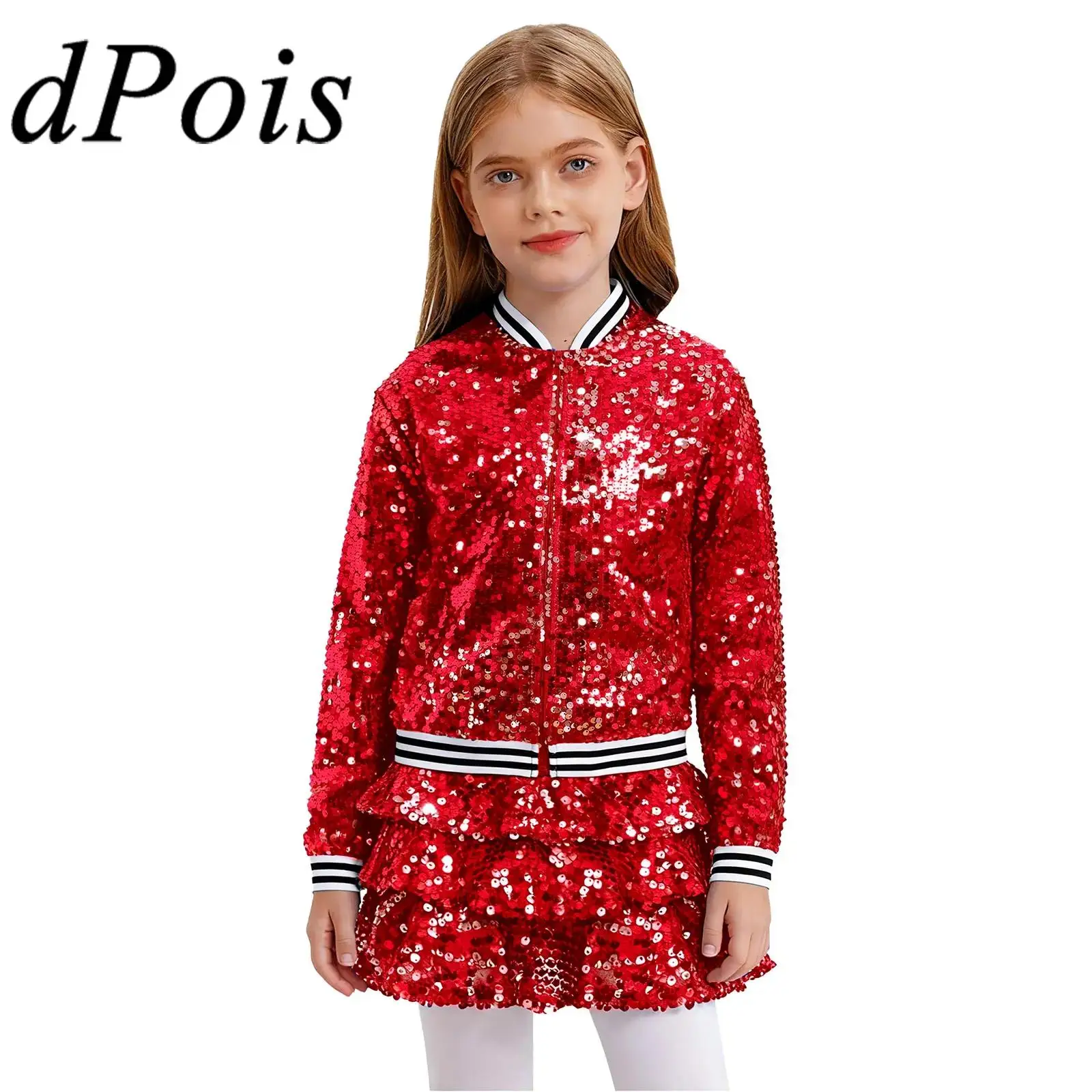 

Детский праздничный костюм для выступлений, наряды для дискотеки, модная детская уличная одежда с блестками для джазовых танцев, одежда в стиле хип-хоп для музыкального фестиваля