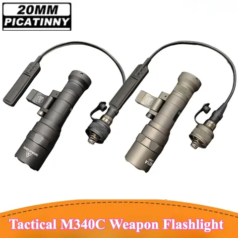 Tactical M340C M300B LED Gun Light Outdoor Shoting Flashlight Fit 20mm Rail with Pressure Switch for Outdoor Hunting