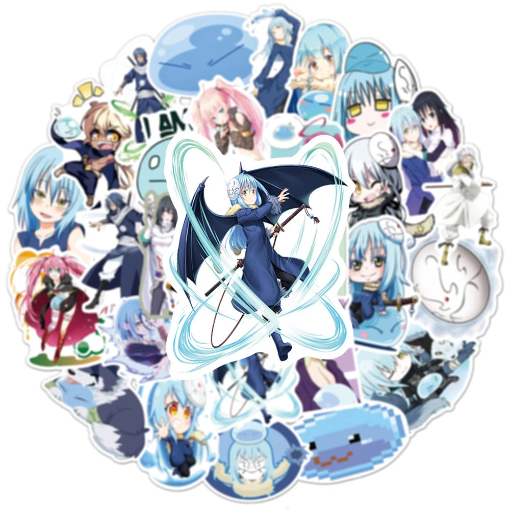 10/30/50pcs That Time I Got Reincarnated As a Slime Anime Stickers Rimuru Benimaru Cartoon Sticker Waterproof Shion Decal Toys