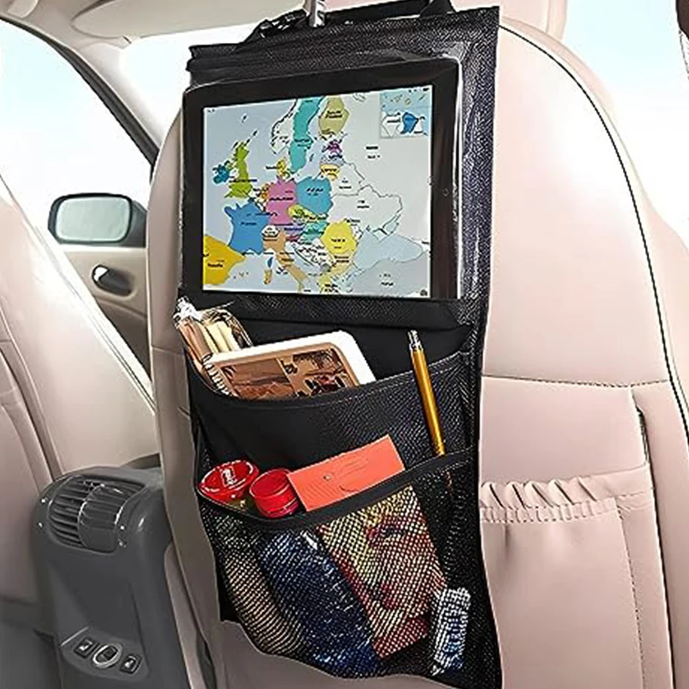 Car Back Seat Organizer With Touch Screen Tablet Holder Automatic Storage Pocket Protector for Travel