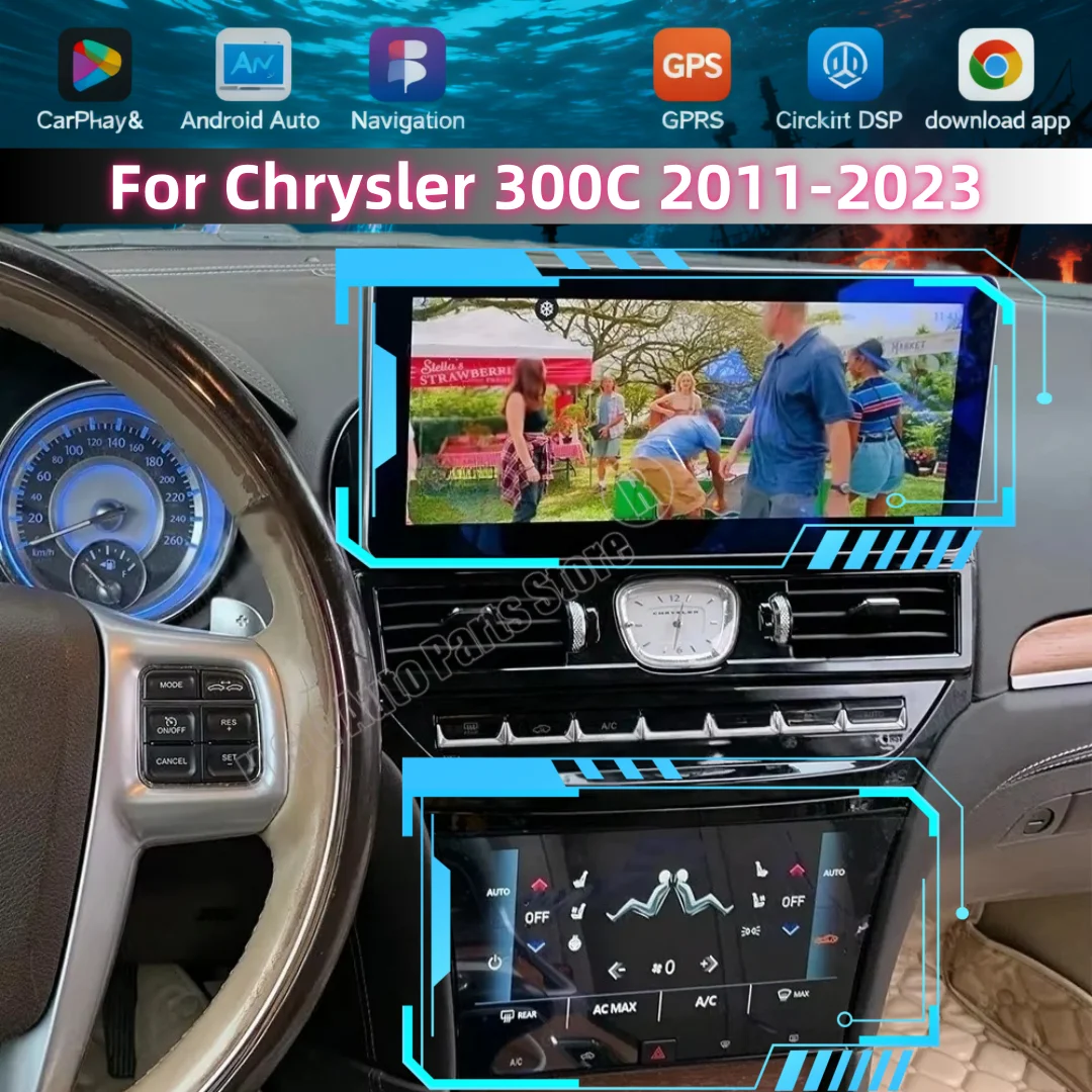 Android 14 Car Radio For Chrysler 300C 2011-2023 Multimedia Player Stereo Wireless Carplay GPS navigation AC panel Touch Screen