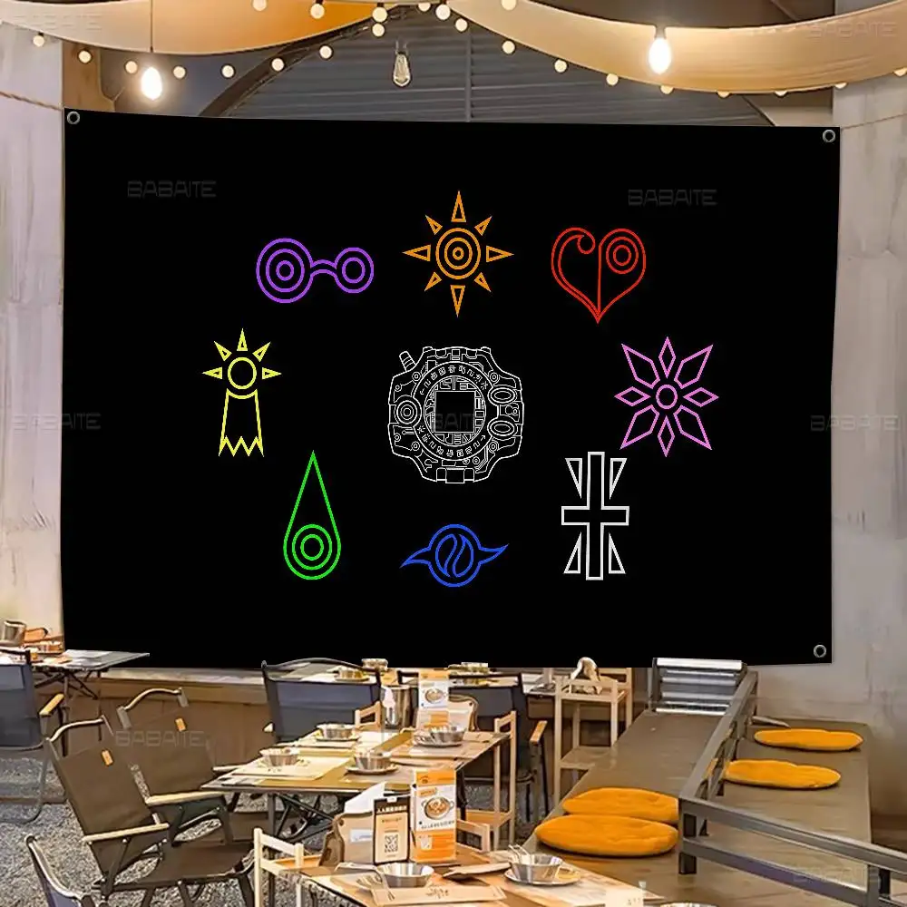 Anime D-Digimon High End Quality Banner Printing Artistic Atmosphere Style Camping Flag