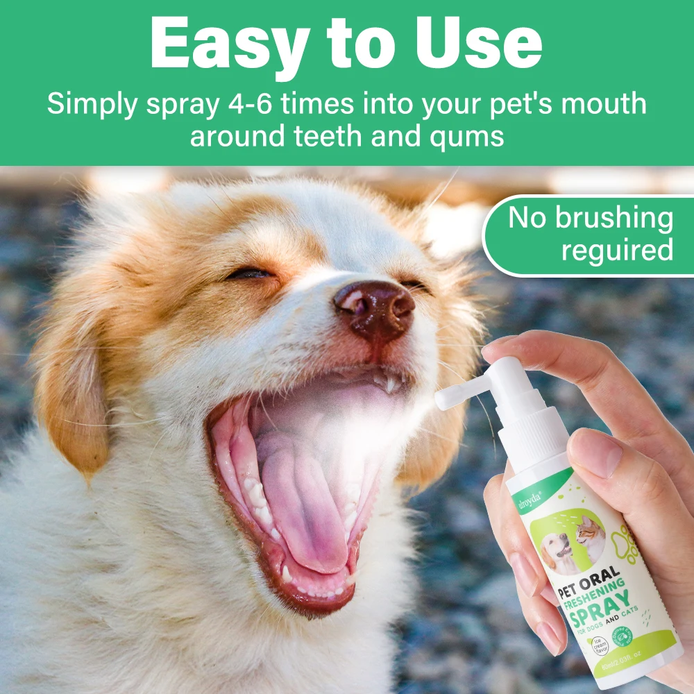 Ulroyda Pet Oral Freshening Spray Ice Cream Flavor Cleans Teeth Freshens Breath Tartar Control for Cats and Dogs