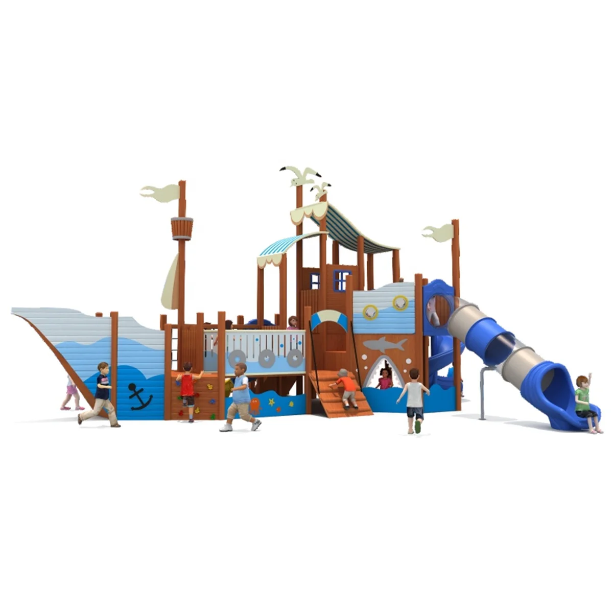 Excellent Outdoor Playground Pirate Ship Slide Combination Children's Outdoor Equipment Amusement Park Pirate Ship