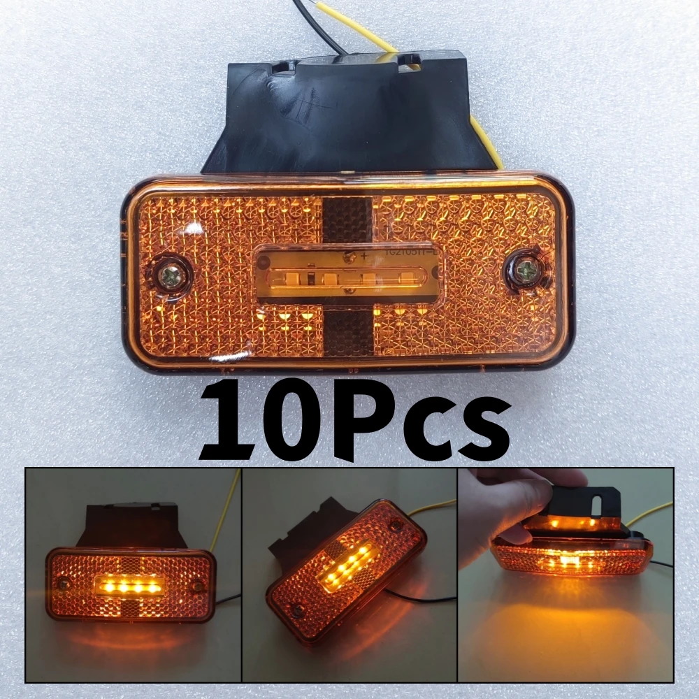 10Pcs Cargo Light 12V 24V LED Side Marker Lights For Trucks Position Lamp Trailer Clearance Lights Amber