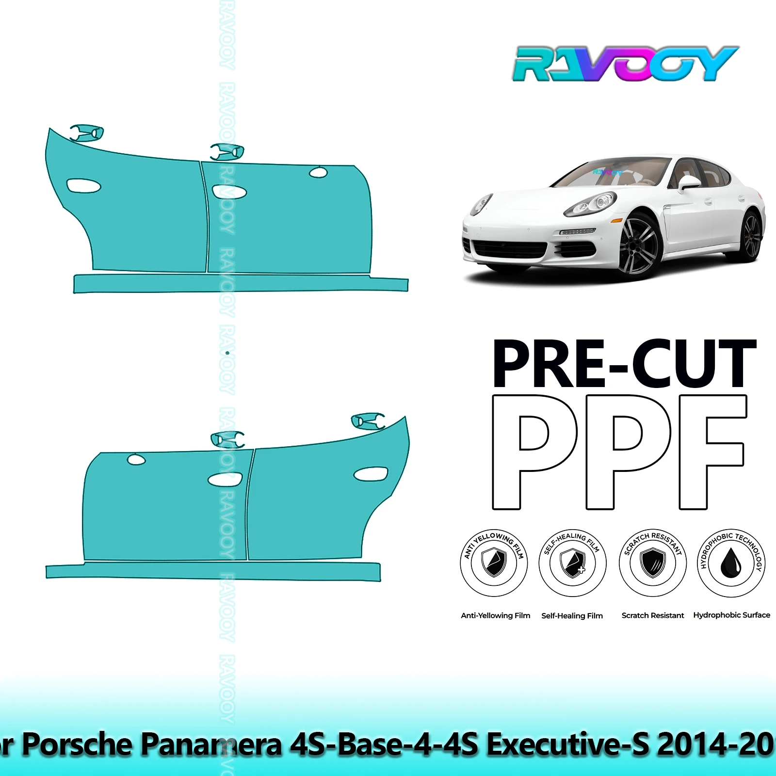 

For Porsche Panamera 4S-Base-4-4S Executive-S 2014-2016 8.5mil Pre-Cut PPF Door & A/B Pillar Kit TPU Paint Protection Film Set