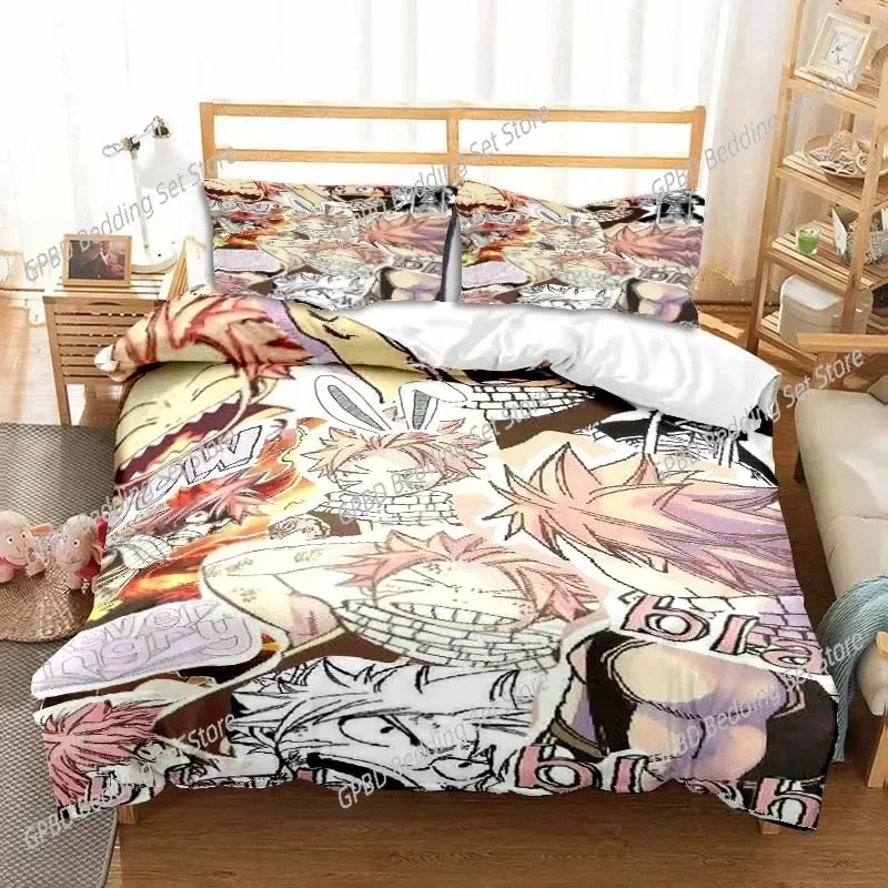 

3D Anime Fairy Tail Comfortable Duvet Quilt Cover Pillowcase Bedding Set Children Bedroom Decoration Home Textile