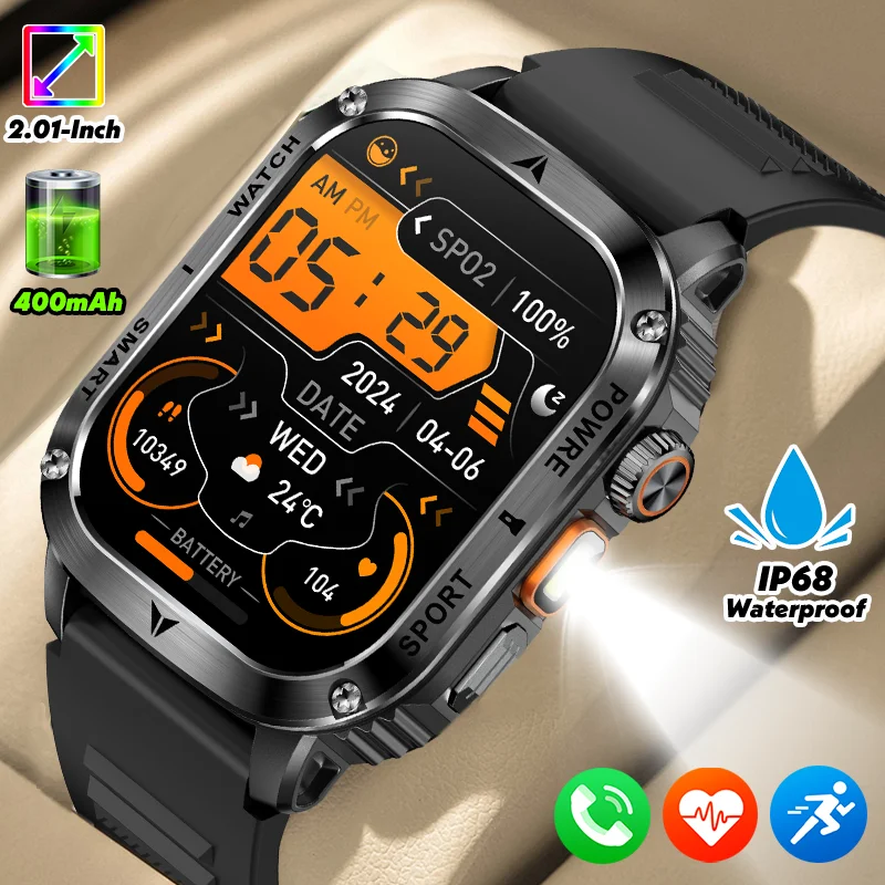 

LIGE новые военные умные часы для HUAWEI, мужские фонарики, IP68, водонепроницаемые, 400 мАч, спортивный трекер на открытом воздухе, Bluetooth, умные часы с вызовом