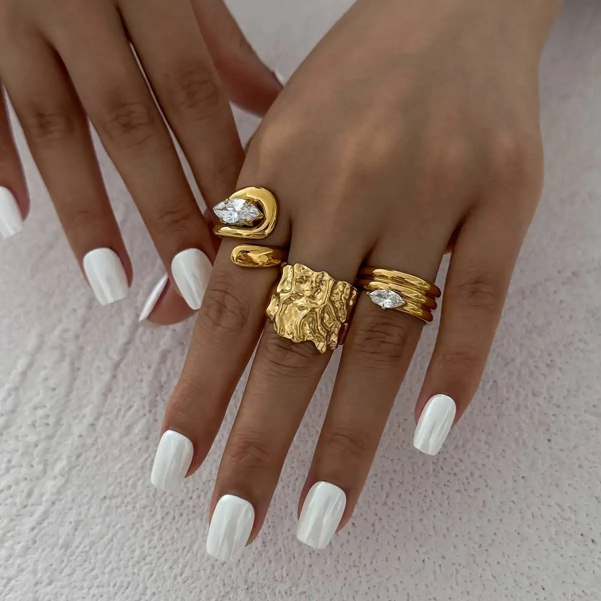 Ingemark 3 قطعة/المجموعة الفاخرة حجر الراين خواتم مفتوحة للنساء بيان الموضة خمر غير النظامية قابل للتعديل خواتم مجوهرات يومية هدية #2