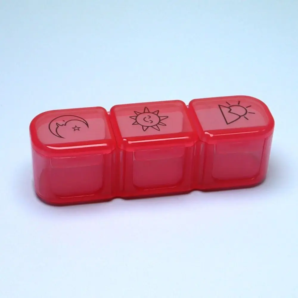 Mini Weekly Pill Organizer Multifunction Waterproof Pill Storage Box Three Grids Dust Prevention Sub-Packing Pill Box Travel