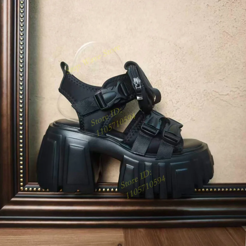Thick Sole Block High Heel Sandals Ankle Buckle Strap Open Toe Black Handmade Runway 2026 Summer Women Dress Shoes Custom Made view 2