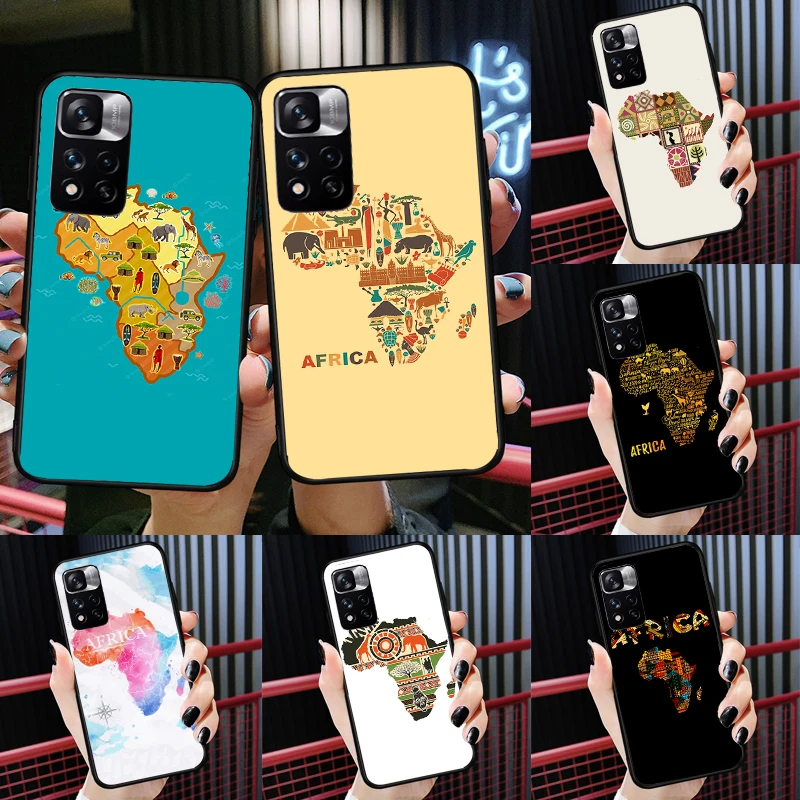 Coque peinte de géographie de carte africaine, étui pour Xiaomi Redmi Note 14 13 11 9 10 12 Pro 9S 10S 11S 12S Redmi 10C 12C 13C 14C