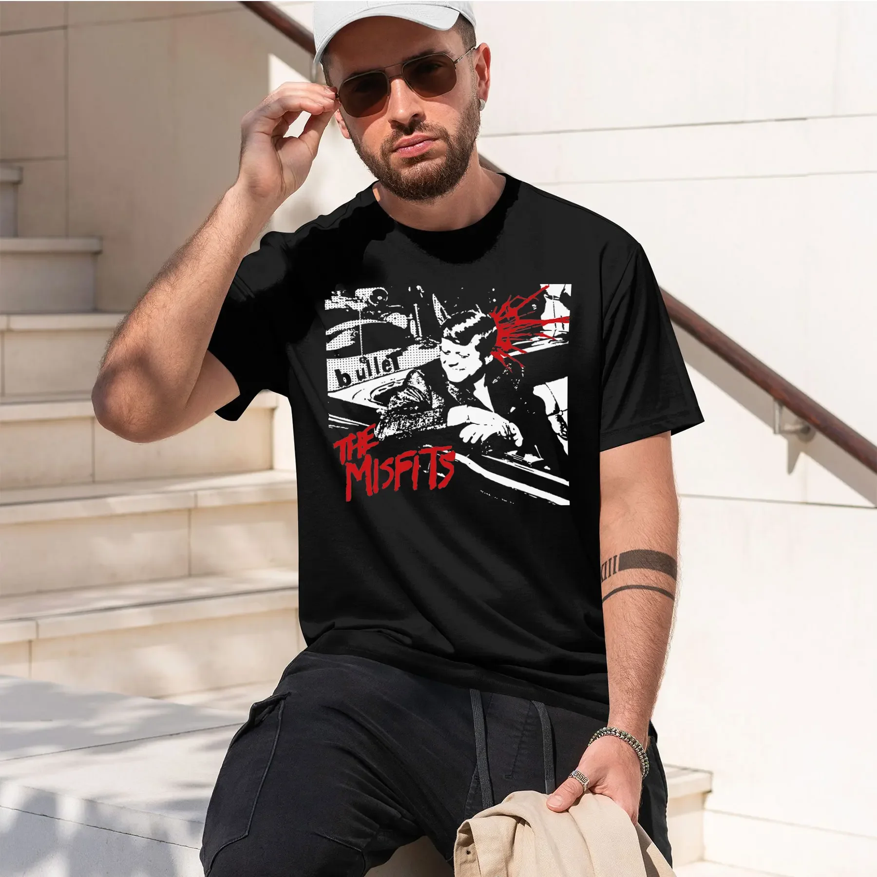 Misfits Bullet 2026 new fashion heavyweight hot selling retro printed pattern fun round neck T-shirt for daily comfort